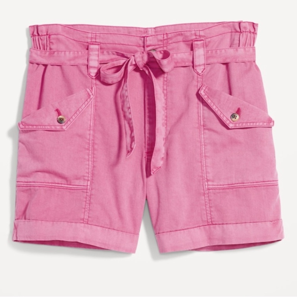 Extra High-Waisted Tie-Front Cargo Workwear Shorts